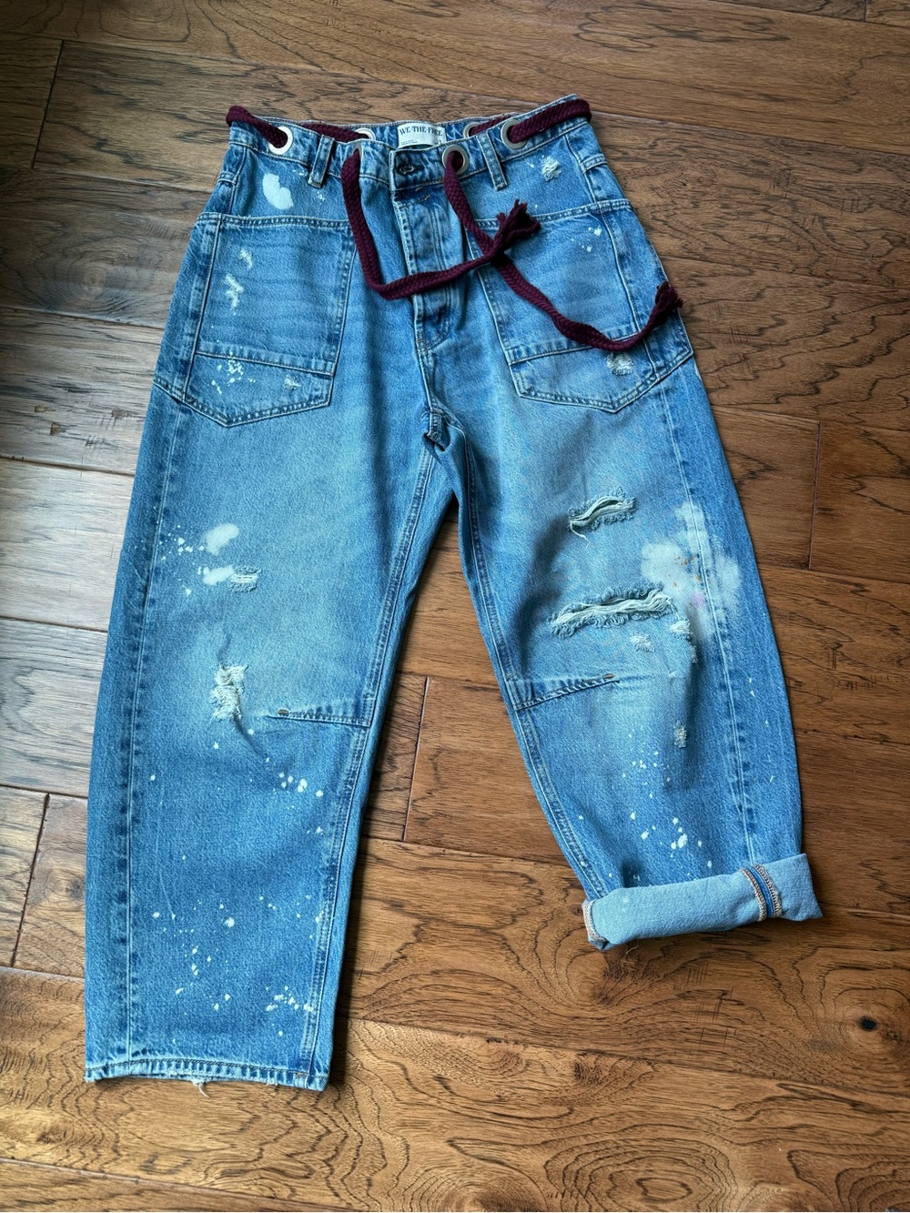 We the Free Free People Moxie Distressed Jeans size 29 Calypso wash